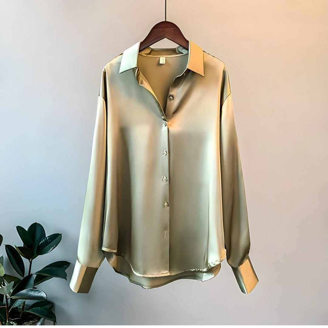 Black women's elegant long sleeve blouse. A versatile workwear shirt and stylish top for professional fashion.