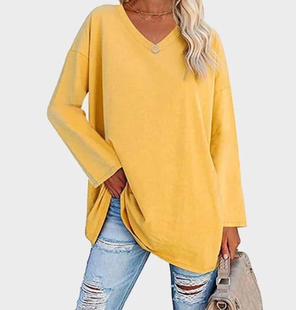 Comfortable long sleeve women's knit sweater, versatile for any occasion.