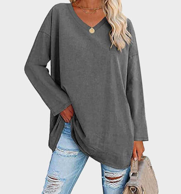 Comfortable long sleeve knit women's sweater, chic for casual wear.