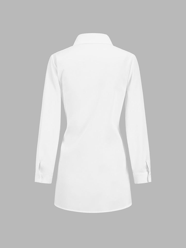 Versatile women's blouse with tie belt waist, ideal for both professional office and stylish casual outfits.