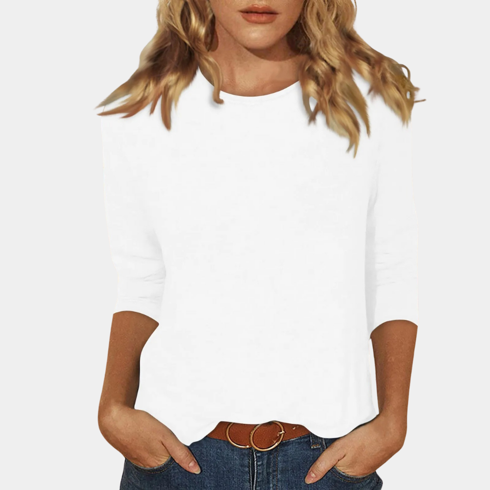 Chic women's long sleeve top, perfect for versatile casual and elegant wear. Comfortable everyday style.