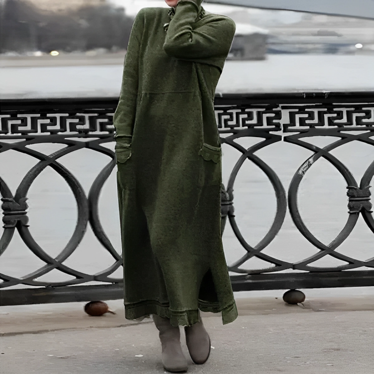 Casual yet elegant women's long sleeve dress, a comfortable winter and fall fashion staple.