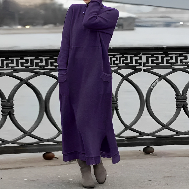 Versatile women's long sleeve tunic dress, comfortable and maternity-friendly for fall & winter.