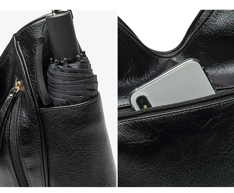 High-quality women's luxe vegan leather shoulder bag, durable and animal-friendly