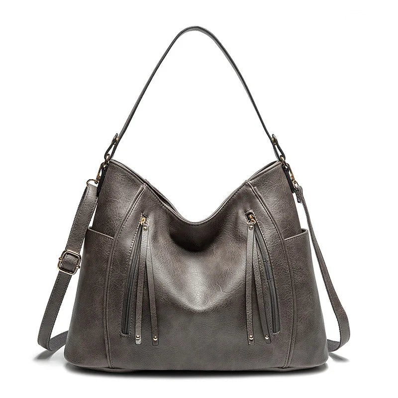 Fashionable women's vegan leather shoulder bag, ideal for both casual and formal outfits