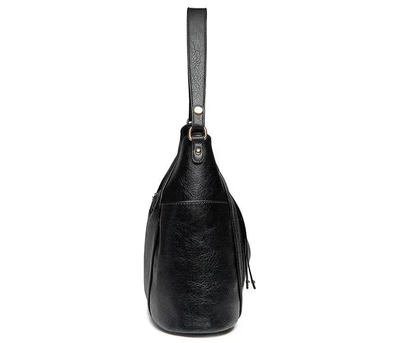 Everyday women's luxe vegan leather shoulder bag, spacious enough for essentials