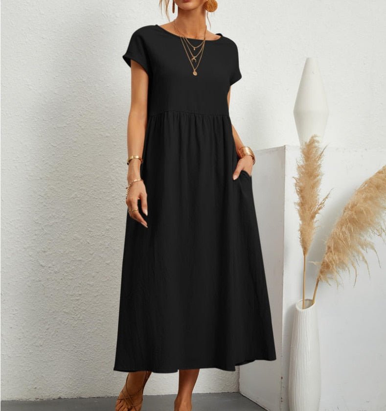 Elegant women's maxi summer dress, lightweight and comfortable for casual wear or holiday outfits.