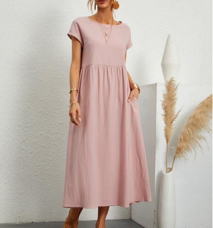 Stylish women's elegant maxi dress, a lightweight and flowy option for summer and spring fashion.