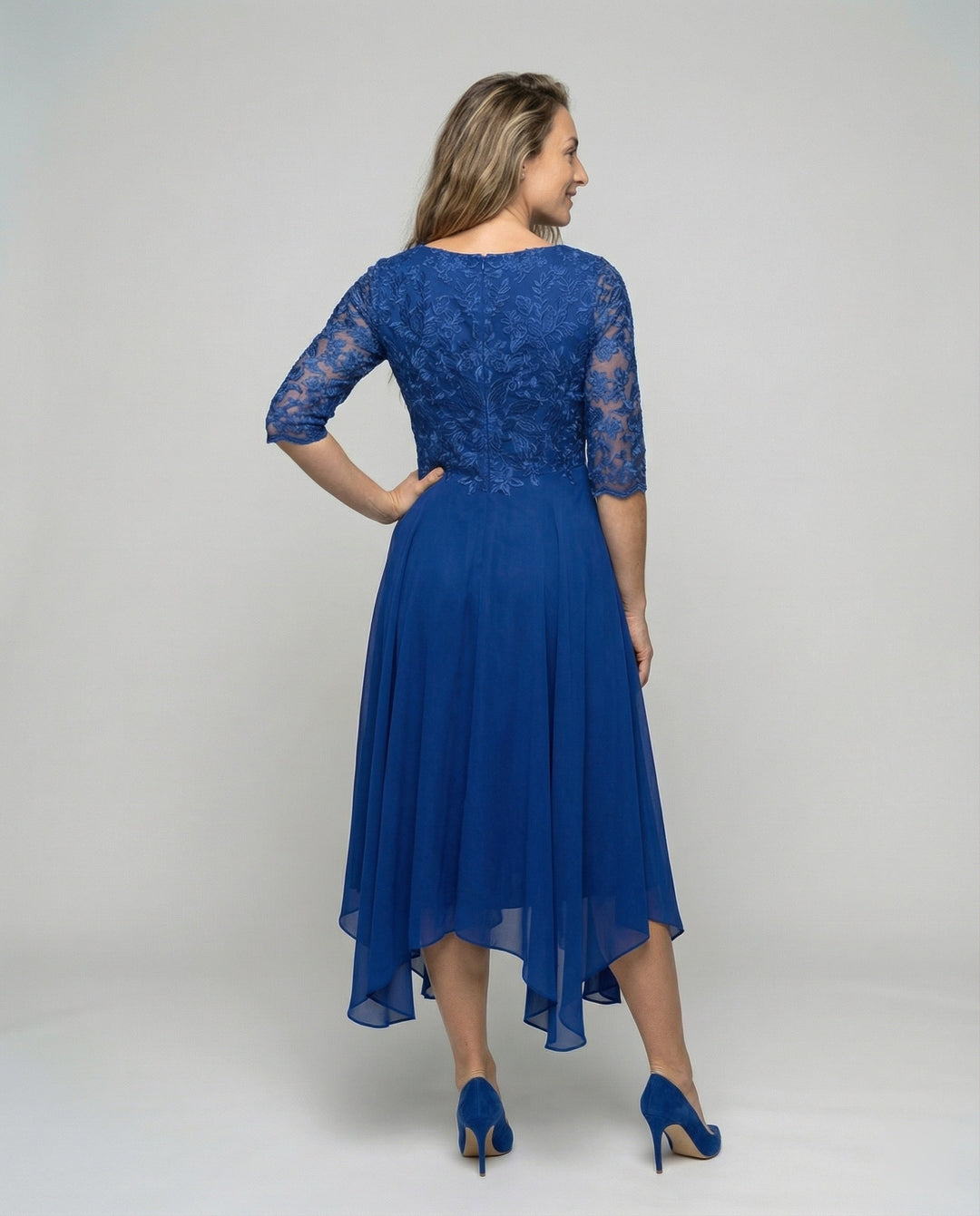 Standout women's midi dress, elegant & embroidered for truly special occasions & formal events.