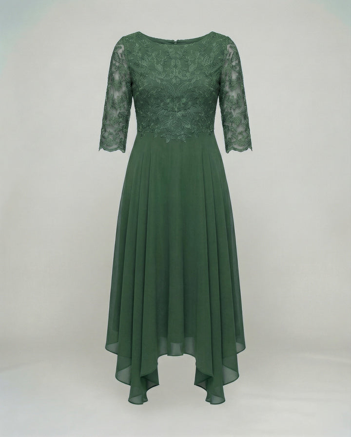 Elegant women's flowy midi dress, a stunning choice for cocktail parties & formal events.