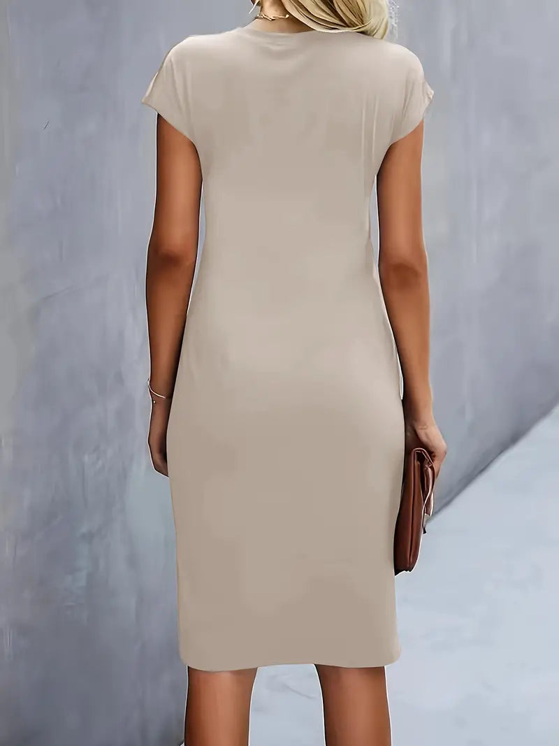 Stylish women's midi dress, elegant and timeless, suitable for summer casual or formal.