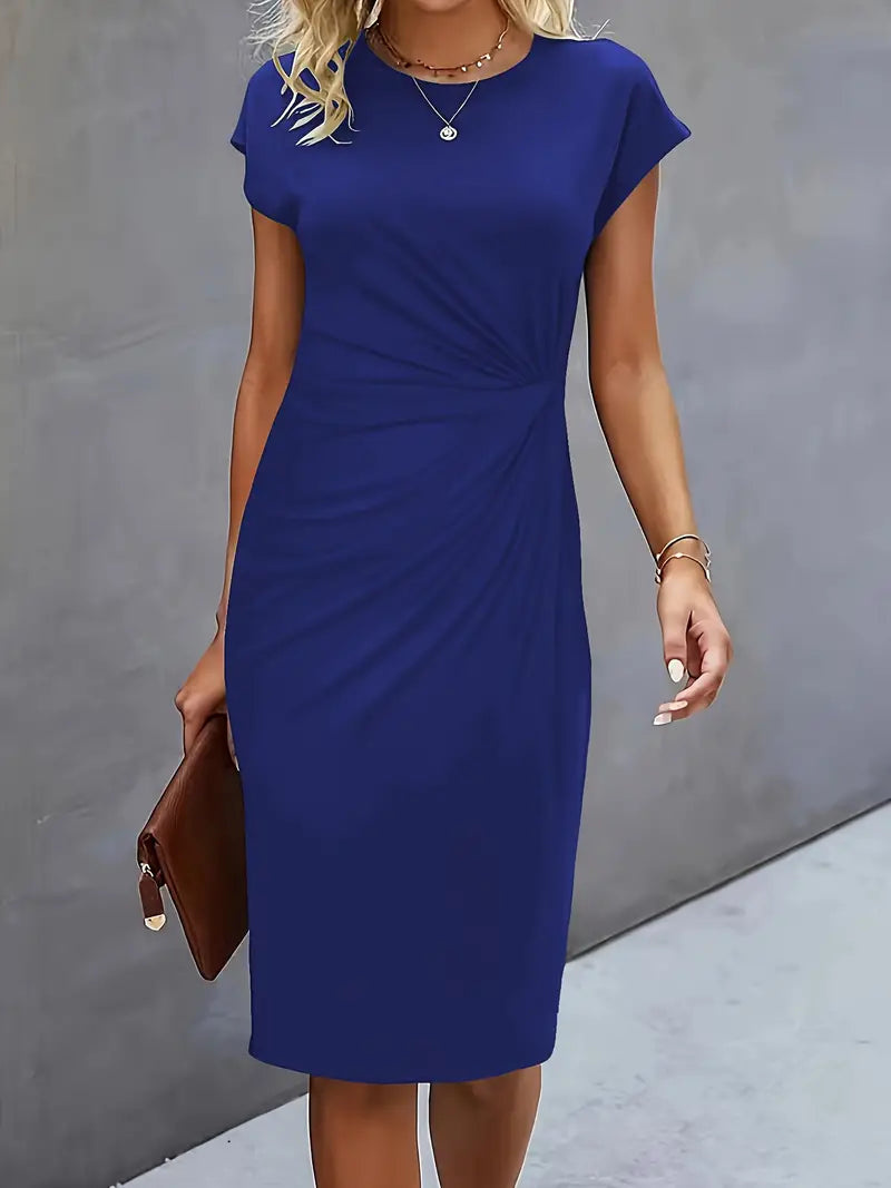 Formal elegant women's midi dress, a timeless and classic wardrobe staple.