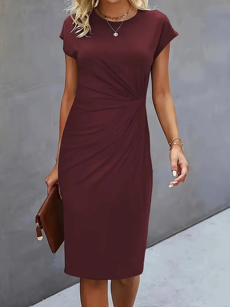 Timeless elegant women's midi dress, a classic wardrobe staple for all occasions.