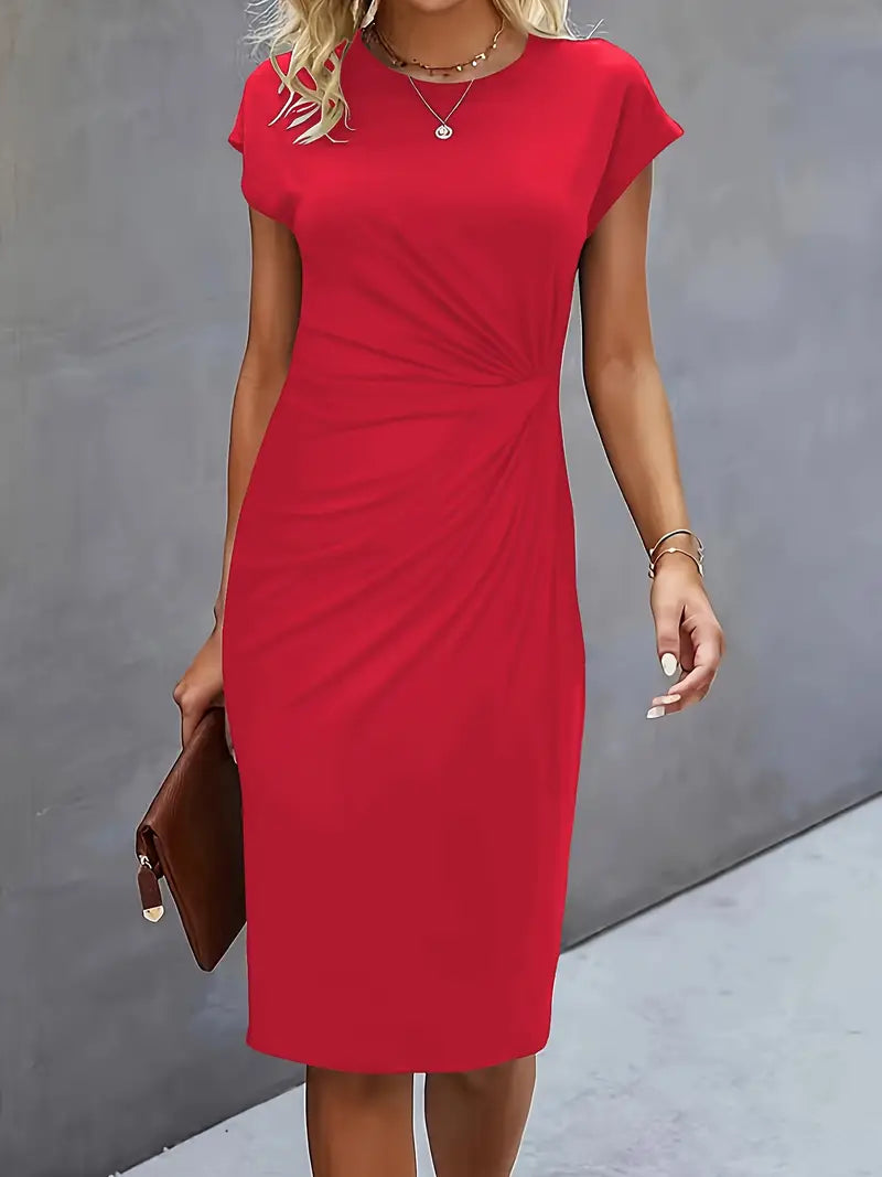 Timeless cut women's midi dress, an elegant and versatile piece for any occasion.