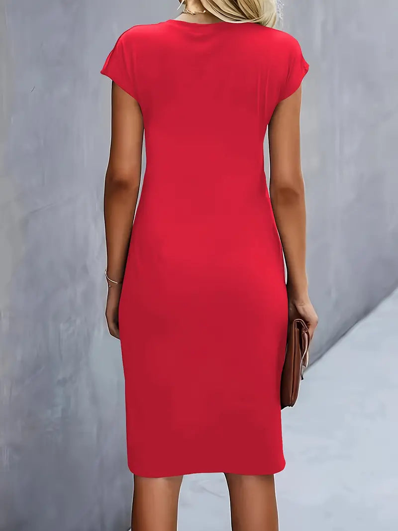 Sophisticated women's midi dress, a wardrobe staple in a classic, elegant design.