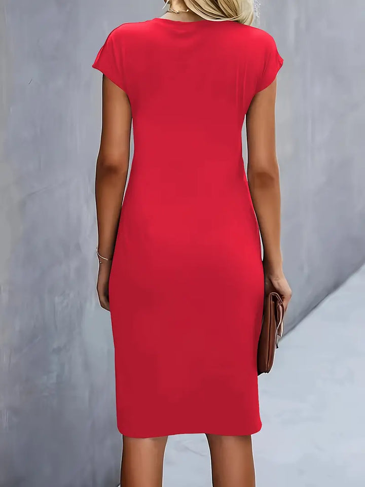Sophisticated women's midi dress, a wardrobe staple in a classic, elegant design.
