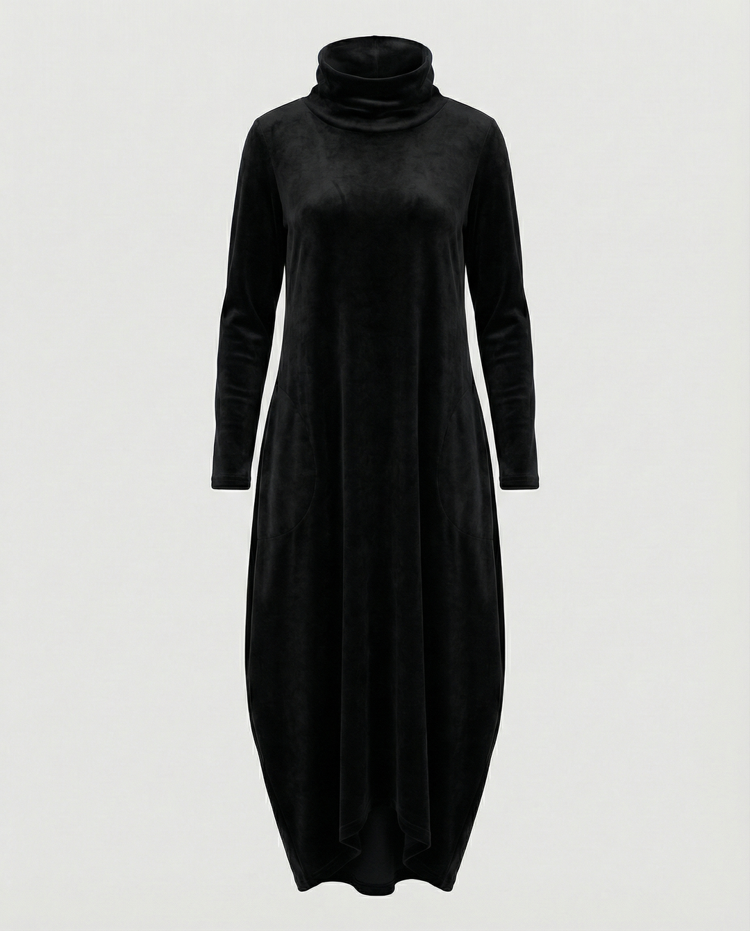 Women's sophisticated dress: a chic, versatile midi length with long sleeves and pockets.