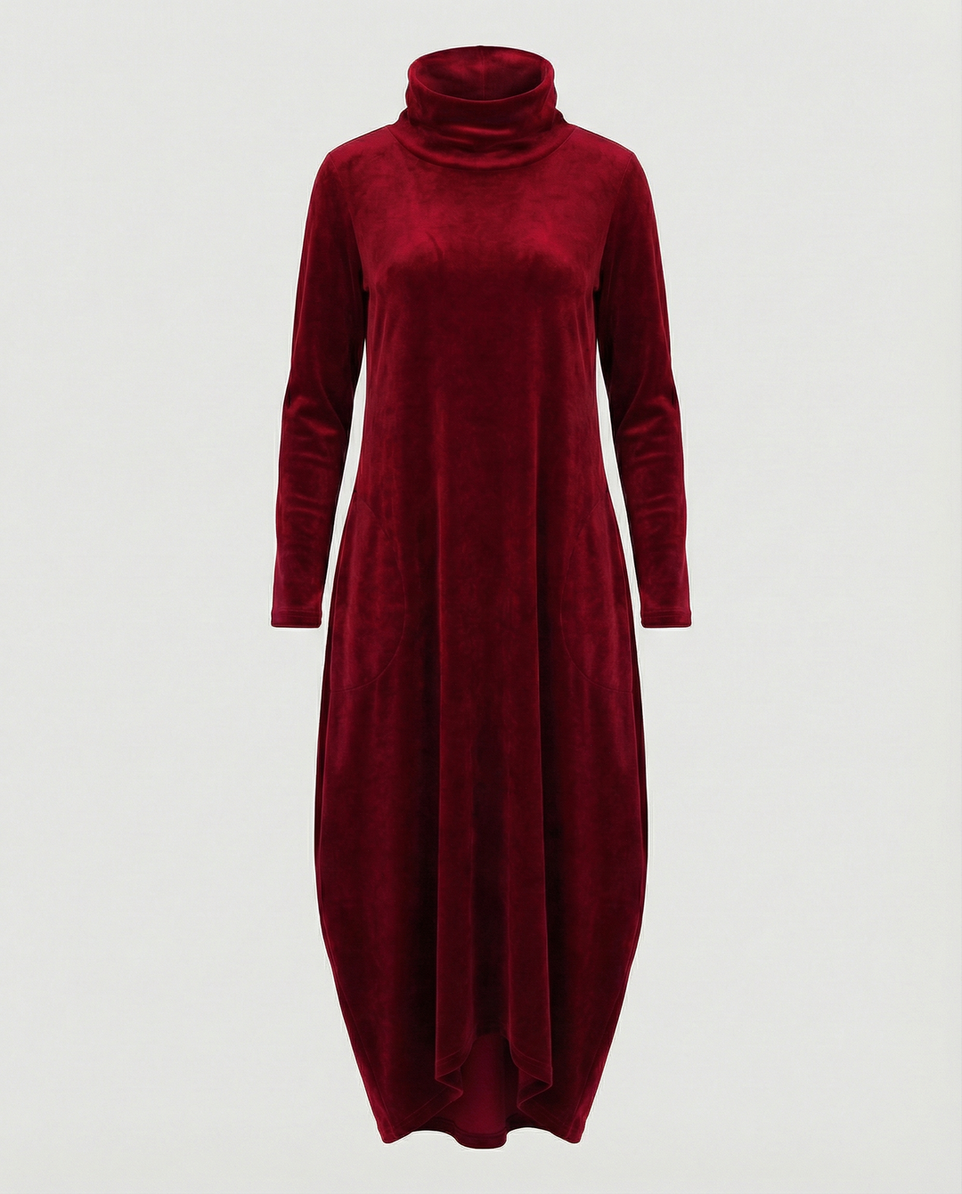 Graceful women's dress with a flattering fit, long sleeves, round neckline & functional pockets.
