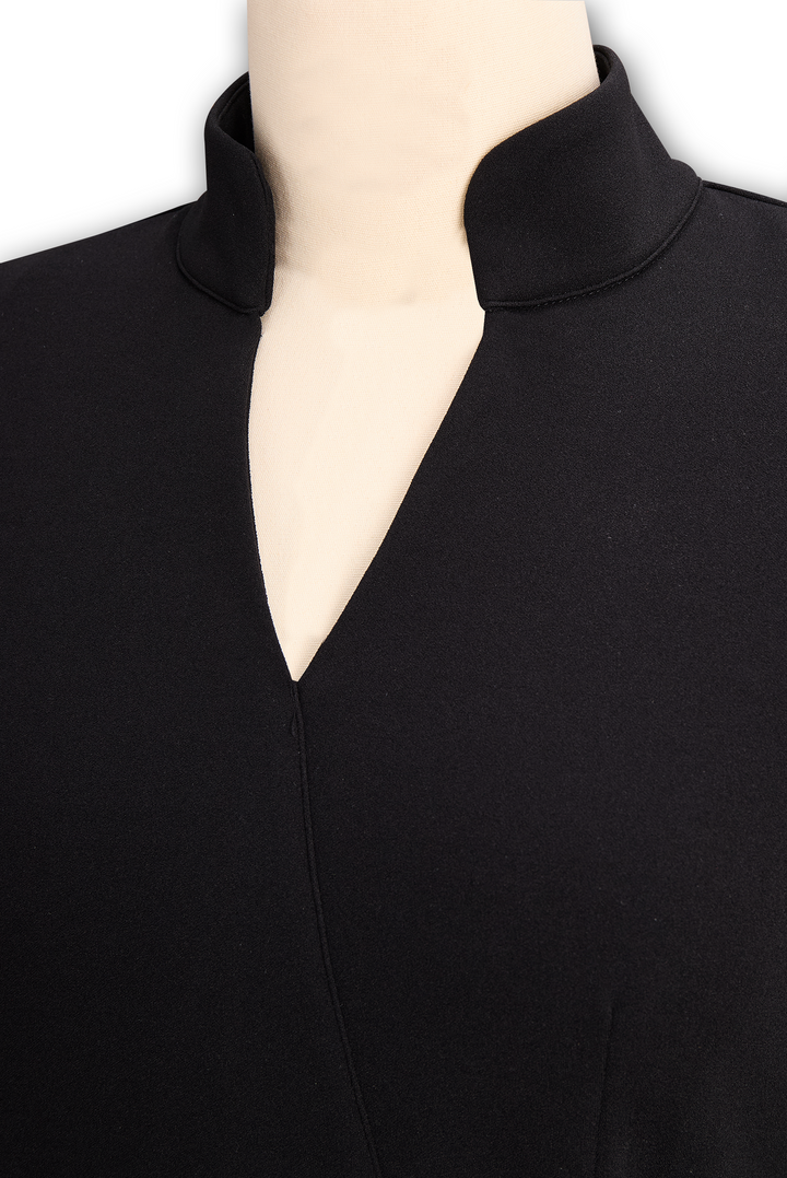 Stretchy women's midi pencil dress, elegant wrap style, comfortable and chic