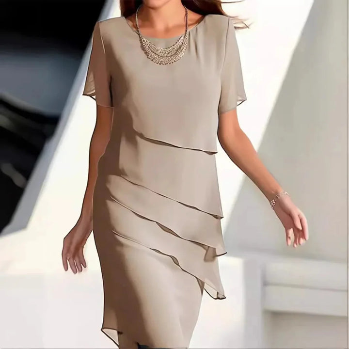 Elegant women's new Luxe Chiffon Midi Dress, ideal for special occasions and summer