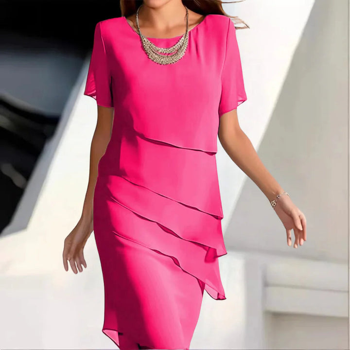 Flowy chiffon midi dress for women, versatile and perfect for both formal and casual wear
