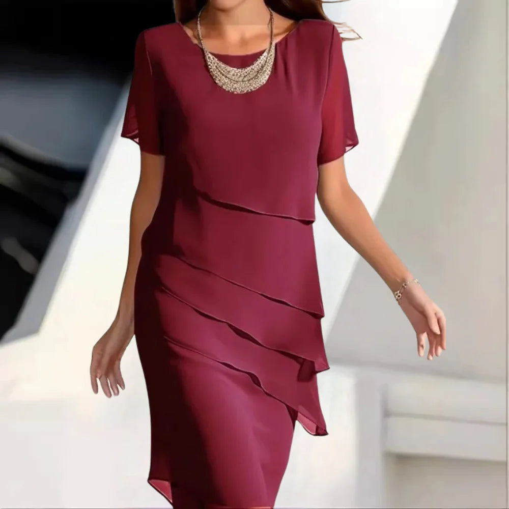Versatile new women's Luxe Chiffon Midi Dress, an elegant choice for formal and casual wear