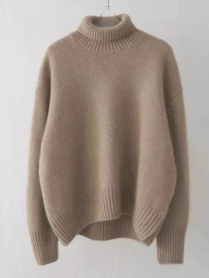 Comfortable women's new winter sweater, a warm wool-like turtleneck with an elegant design