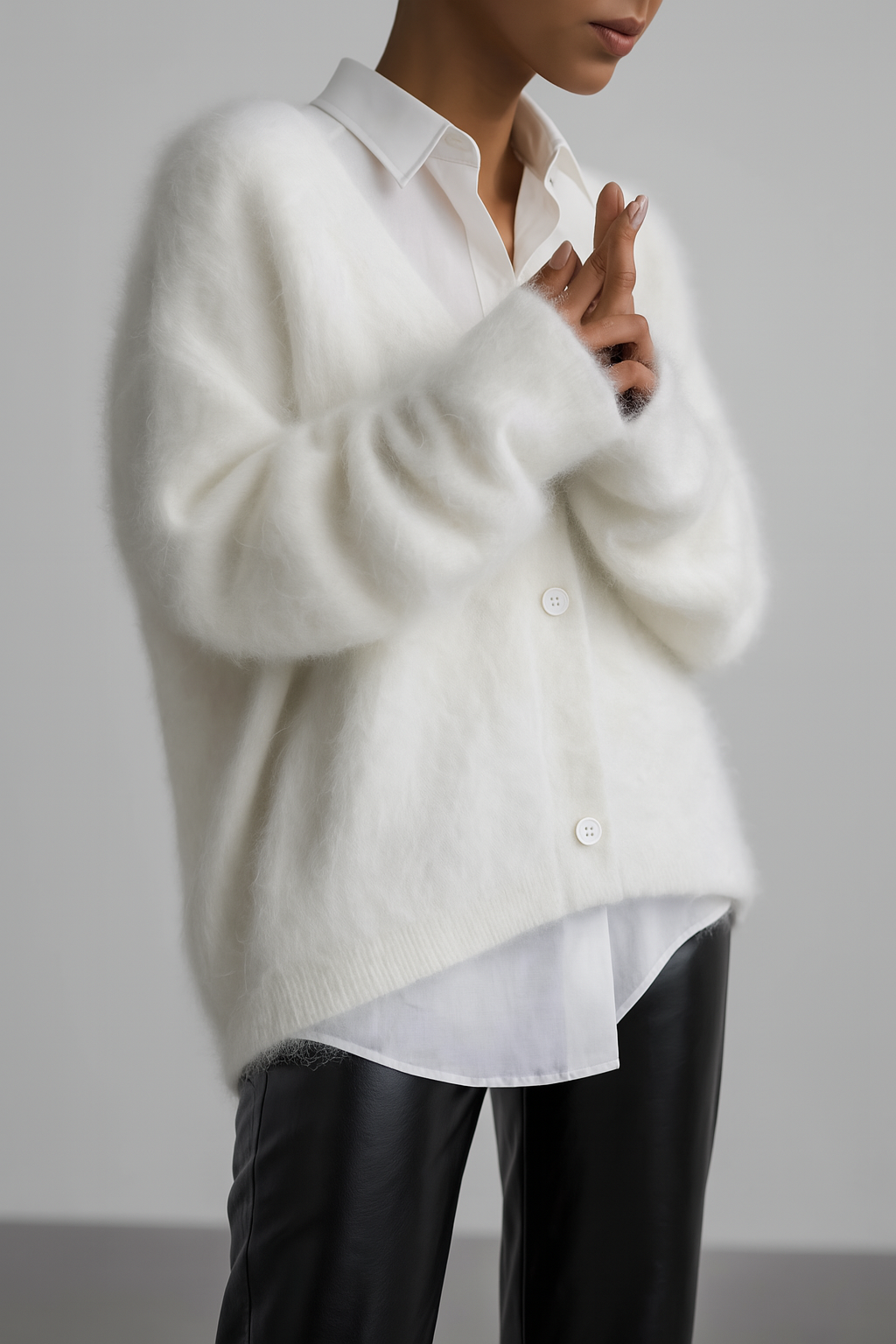Versatile women's nylon cardigan, comfortable knit, suitable for casual wear, featuring button closure.