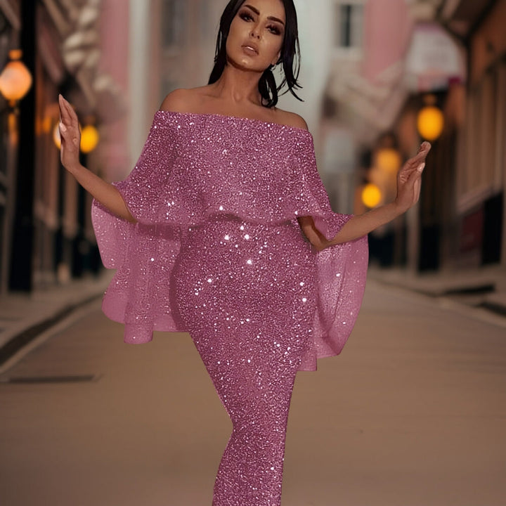 Versatile women's off-shoulder ruffle dress, ideal for cocktail parties, evening events, or summer fashion.