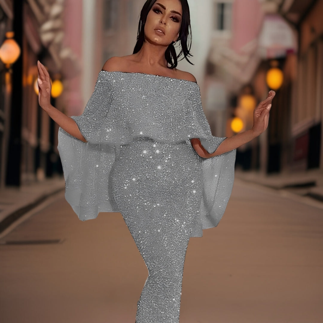 Beautiful women's off-shoulder ruffle dress, offering an elegant day-to-night style for versatile wear.