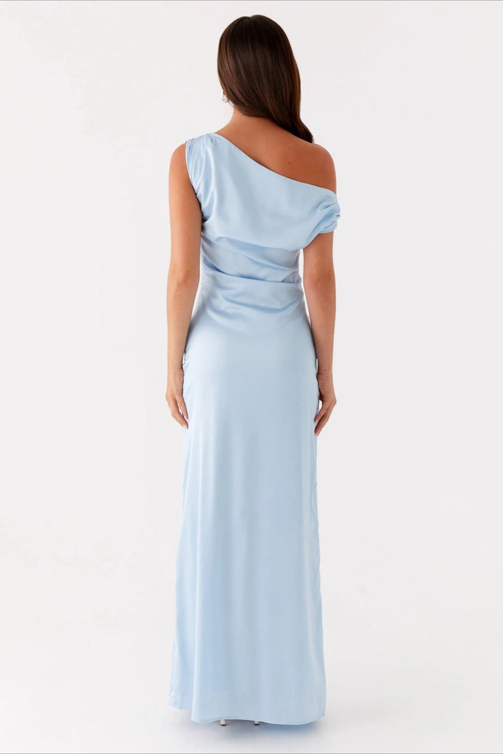 Women's formal one-shoulder maxi dress, a high-waist elegant choice for special occasions & galas.