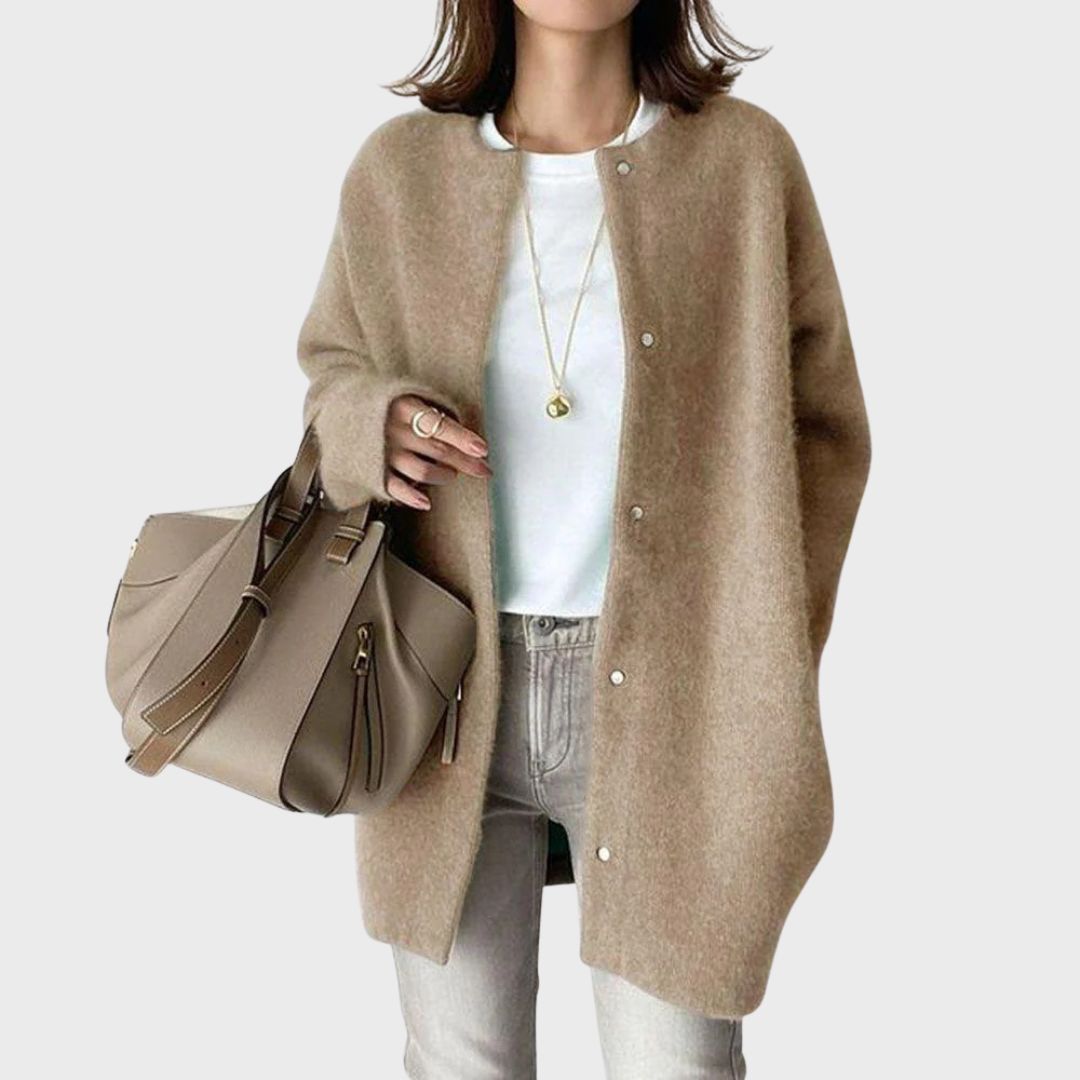 Elegant women's open front cardigan, perfect for versatile layering & chic comfort.