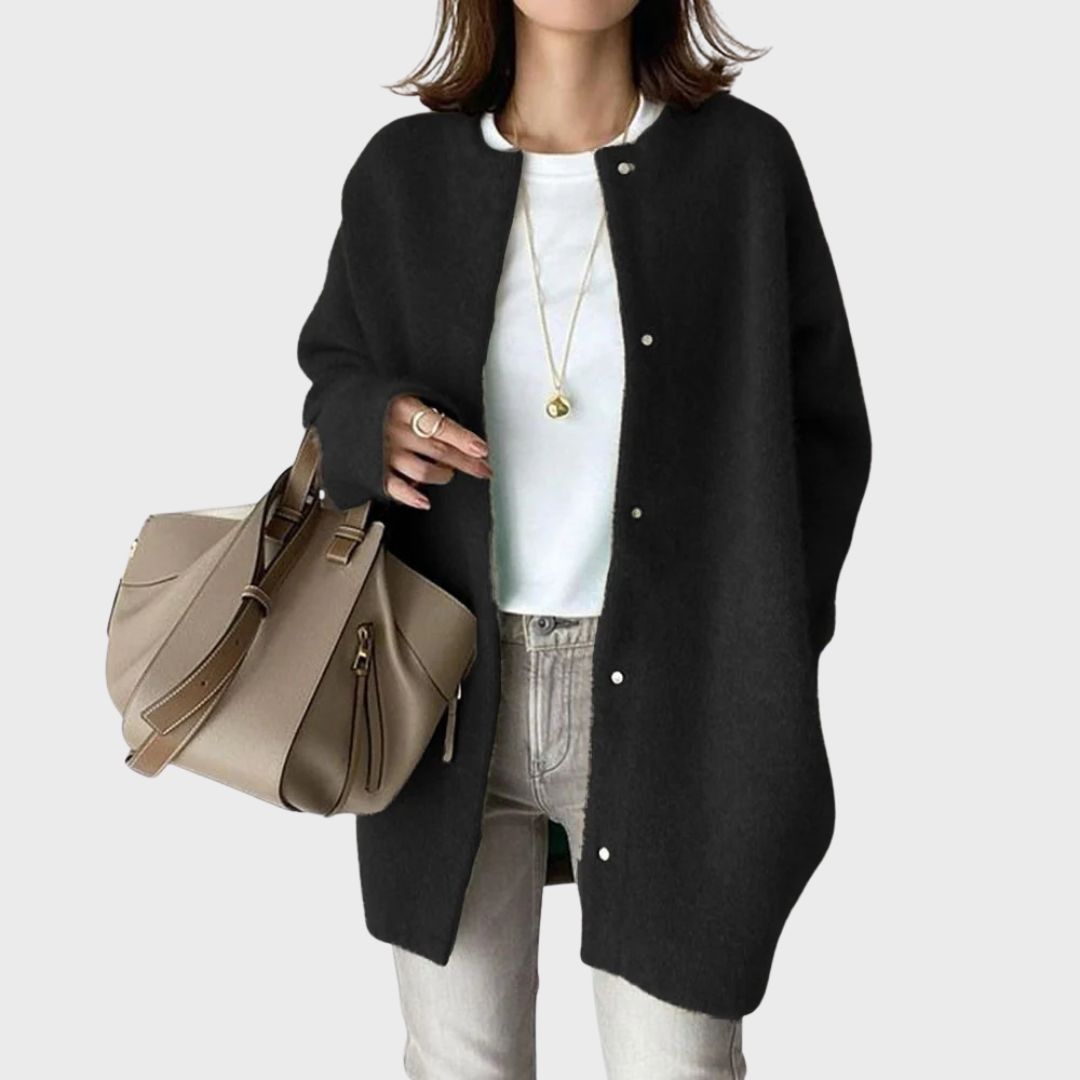 Chic women's long sleeve open front cardigan for elegant, versatile everyday style.