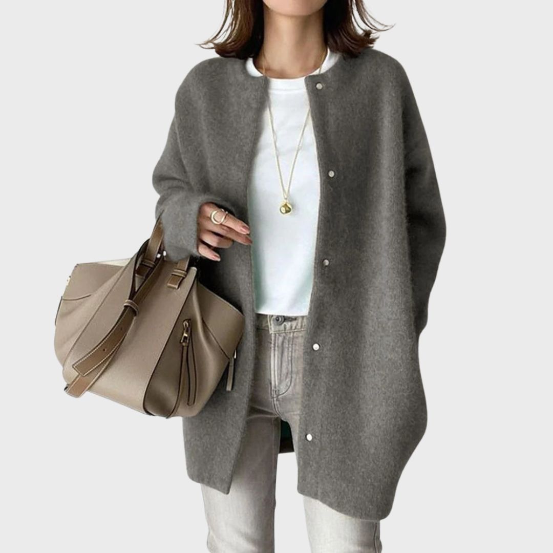 Women's elegant open front cardigan, offering comfortable long sleeve layering & versatile style.