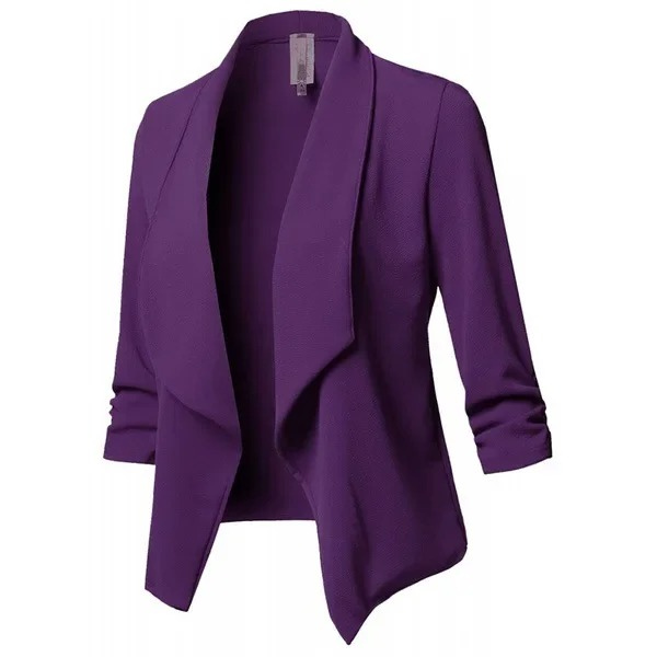 Stylish open front light jacket for women. Elegant blazer perfect for office, smart casual, and versatile layering.