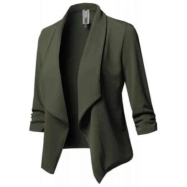 All-season women's open front blazer. Elegant and light, ideal for versatile office, casual, or smart fashion.