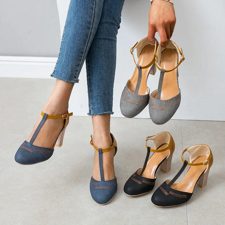 Comfortable women's orthopedic heels, stylish dress shoes for arch support in nude color