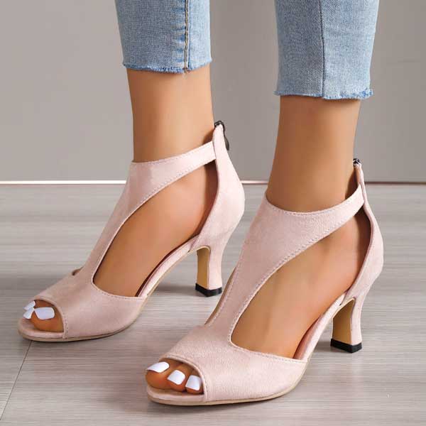 Black elegant orthopedic heeled sandals, offering women stylish comfort for work or evening.