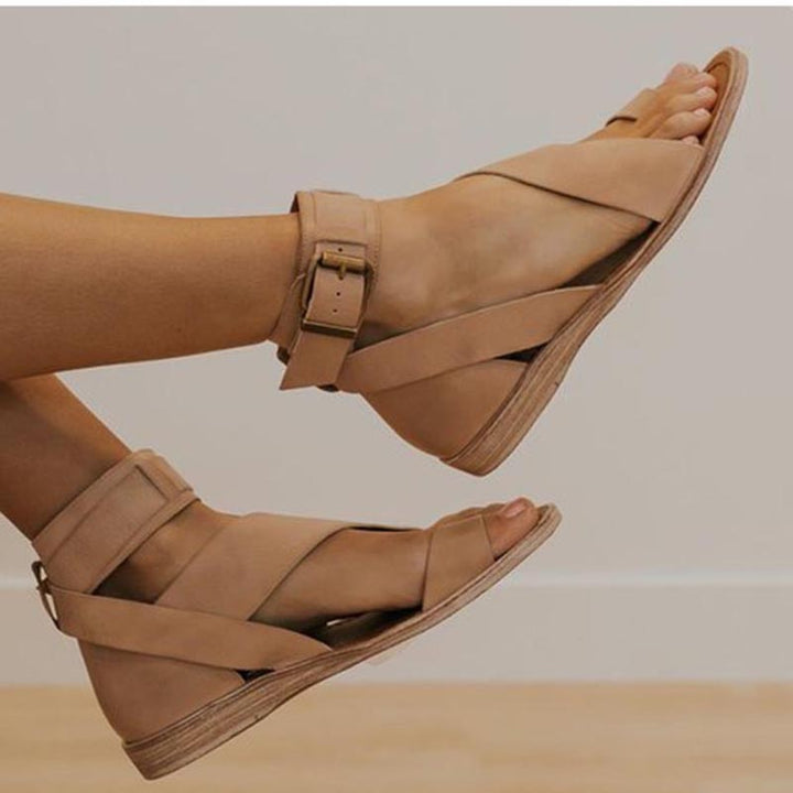 Stylish women's cross strap toe ring sandals. Orthopedic comfort footwear providing foot support & pain relief.