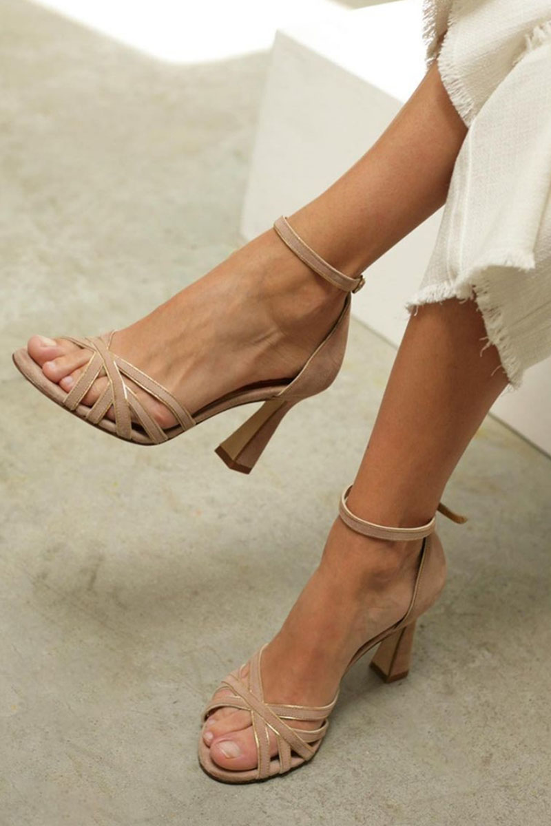 Elegant women's patchwork peep toe heels, perfect for summer fashion, offering comfortable and stylish casual footwear.