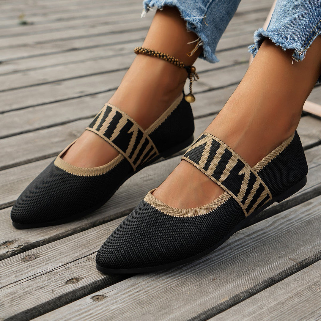 Stylish women's footwear: patterned pointed toe ballet flats for elegance