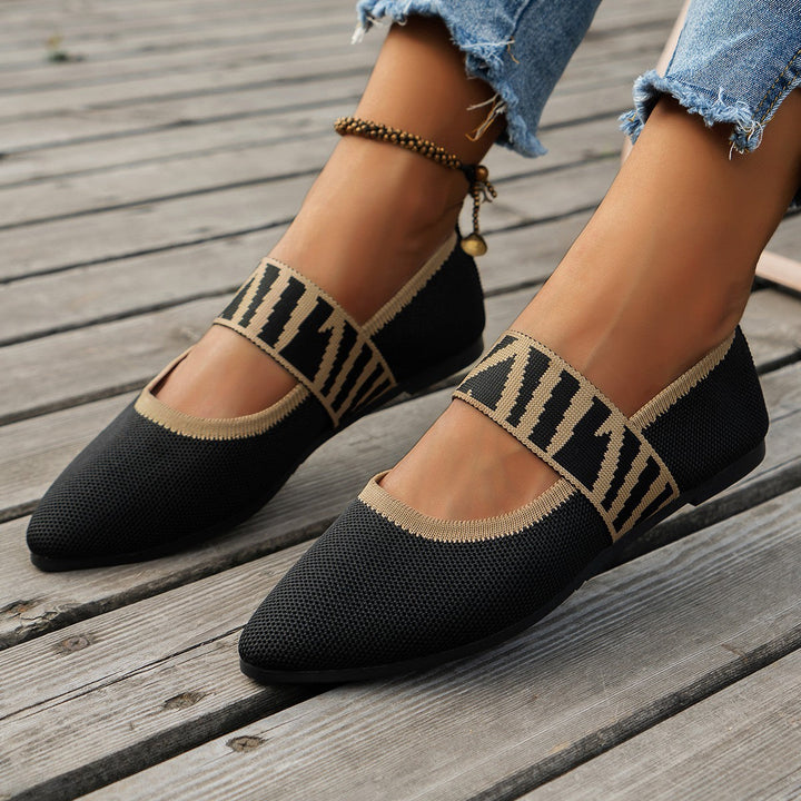 Stylish women's footwear: patterned pointed toe ballet flats for elegance