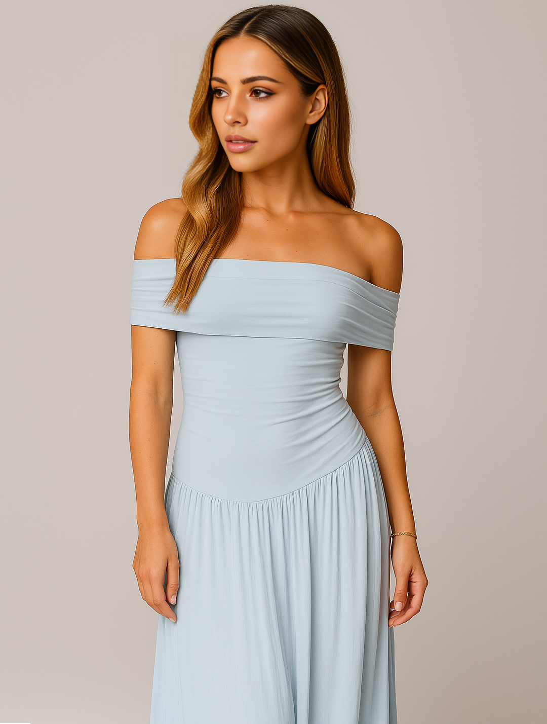Beautiful pleated maxi dress, a top choice for women seeking an elegant and fashionable wedding guest attire.