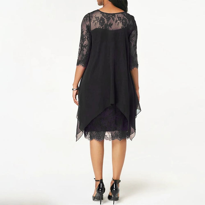 Elegant Women's Plus Size Midi Dress in deep blue, perfect for effortless style and comfort.