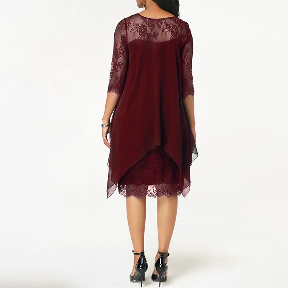 Versatile long-sleeve Plus Size Midi Dress for women, ideal for casual elegance and everyday comfort.
