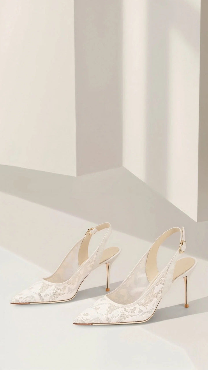 Black chic women's pointed-toe slingback heels, versatile for dressy events & evening parties.