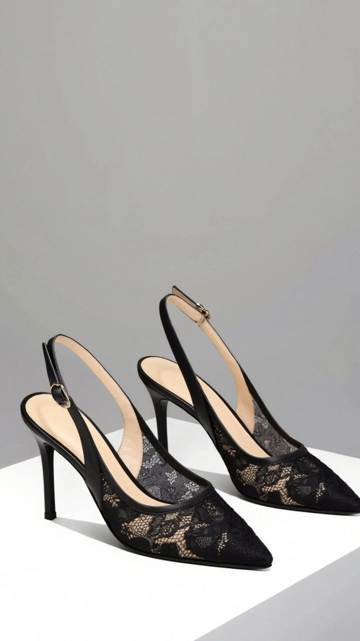 Women's classic pointed-toe slingback heels, offering timeless elegance for dress and evening wear.