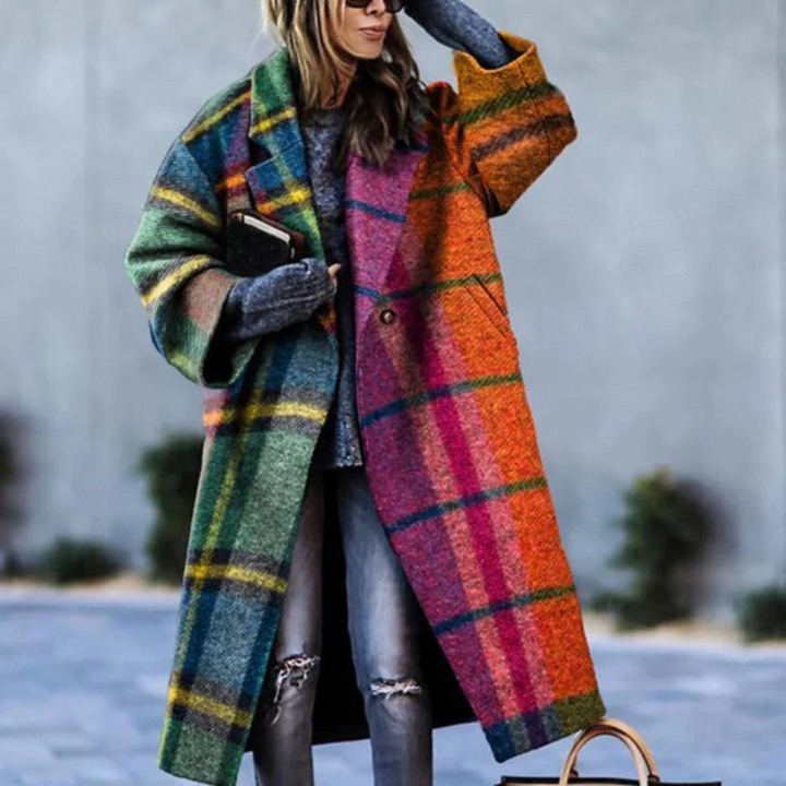Elegant women's polyester layering jacket, chic long sleeve with buttons, perfect for winter outerwear