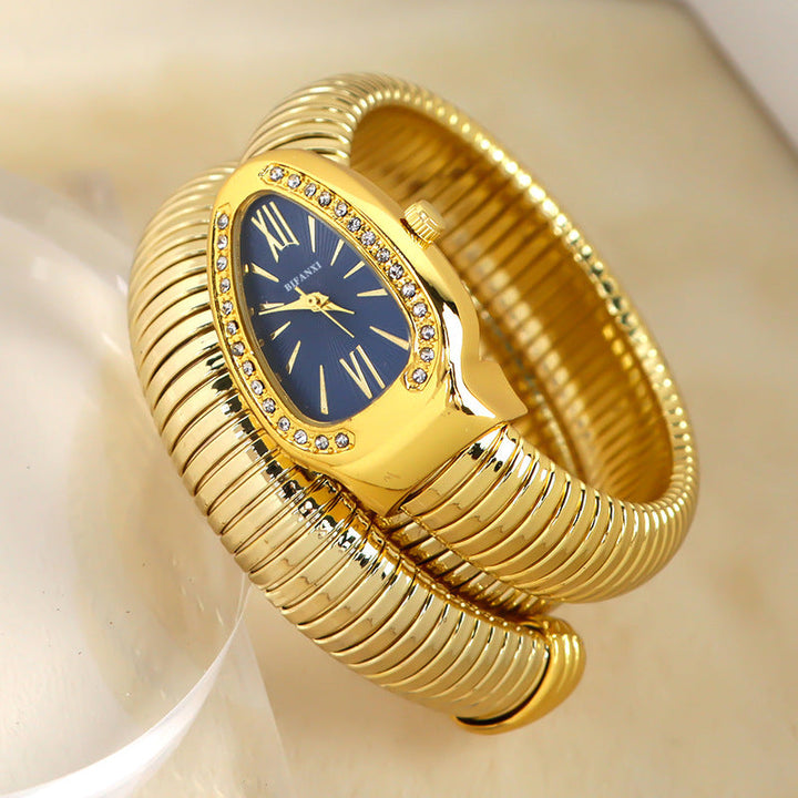 Women's exquisite snake quartz watch & elegant bracelet, perfect for fashion lovers.