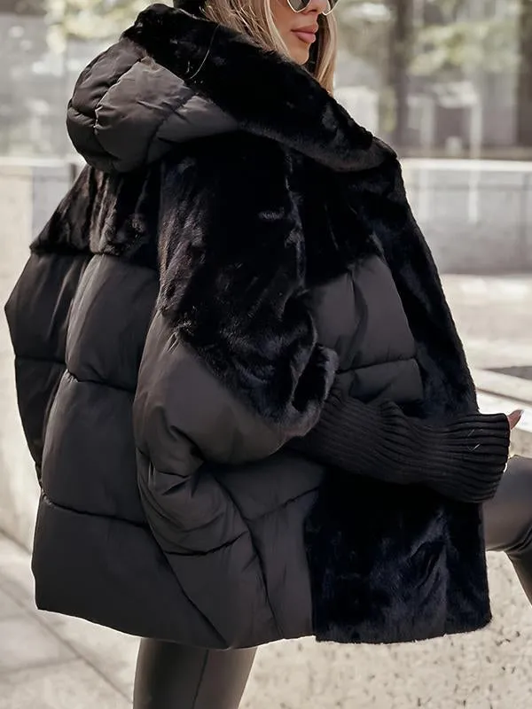 Designer women's quilted puffer jacket, with teddy lining – perfect for a chic winter look.